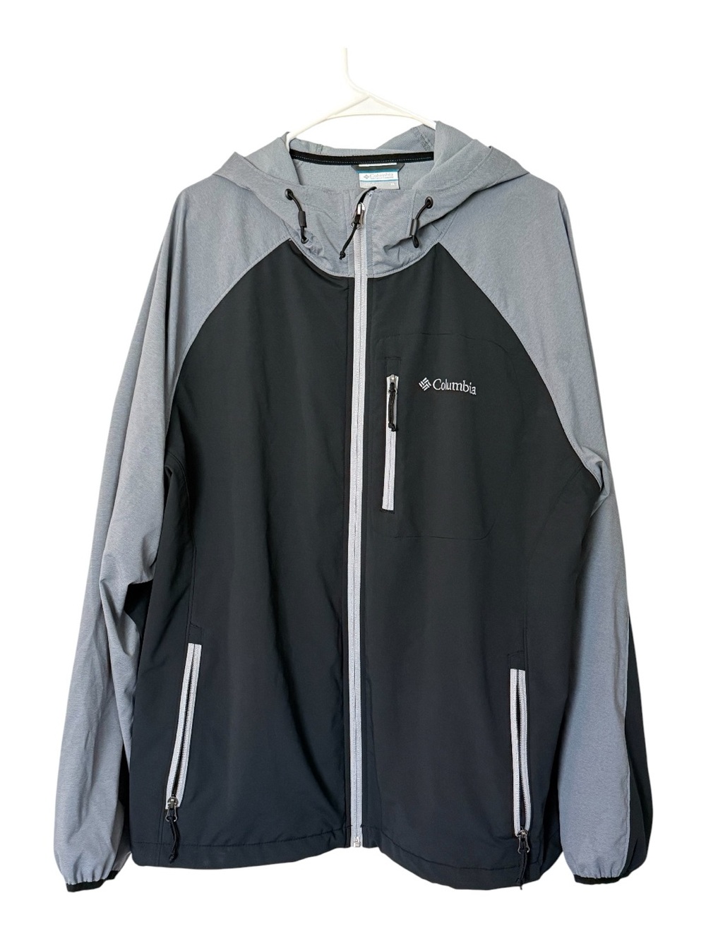 Columbia Black and Gray Hooded Windbreaker Jacket